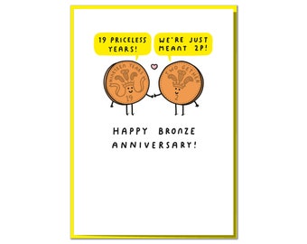 19 Priceless Years! Funny Bronze 19th Anniversary Card for Wife, Husband or Couple