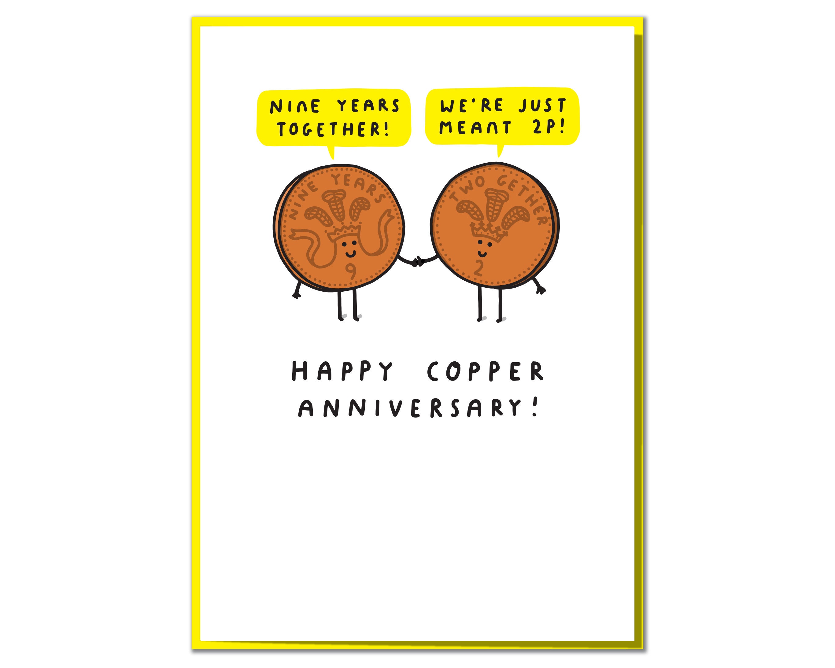 Happy Copper Anniversary We re Just Meant 2p Funny 9th Anniversary Card for Wife Husband or Couple