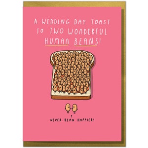 A Wedding Day Toast to Two Wonderful Human Beans! Fun Cute Wedding Card