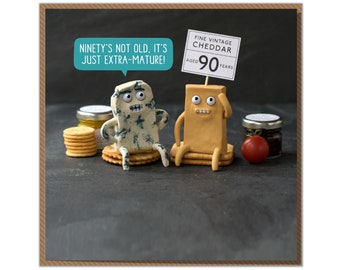 Ninety's Not Old, It's Just Extra-Mature! Funny Cheesy 90th Birthday Card