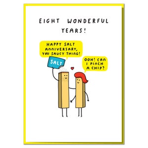 Happy Salt Anniversary, You Saucy Thing! Funny 8th Anniversary Card for Wife, Husband or Couple
