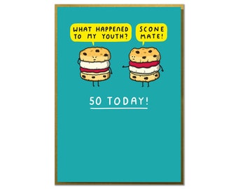 What Happened to My Youth? Scone Mate. Funny 50th Birthday Card