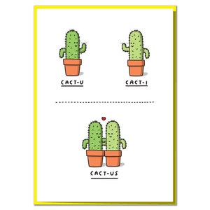 Cact-us. Funny Cute Anniversary Card, Valentine's Card, Birthday Card, One I Love Card