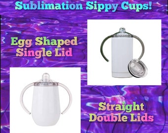 Sublimation Sippy Cup Tumbler Single Lid Round or Double Lid Straight (12oz Insulated)