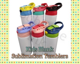 12oz  Kids Sublimation Tumblers with colored lids and straw