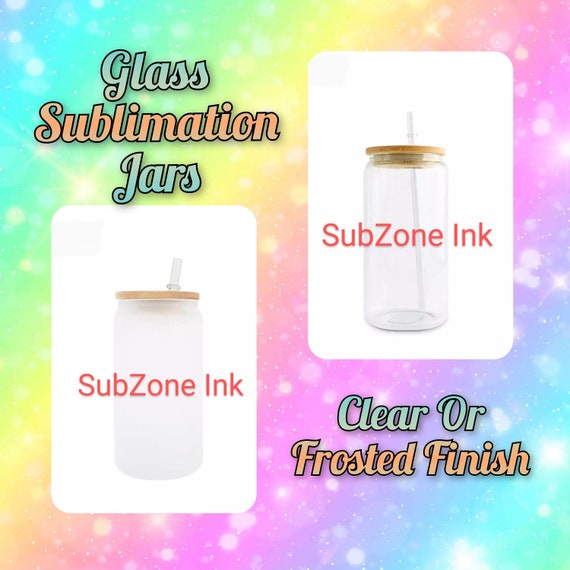 Glass Sublimation Jars Tumblers with Bamboo Lids and Straws (Clear or  Frosted Finish)