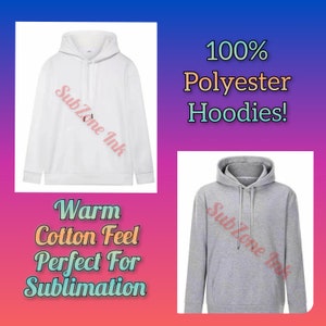 Sublimation Hoodies/Pullover 100% Polyester Adult Uni-Sex (Double Layered, Warm Cotton Feel!)
