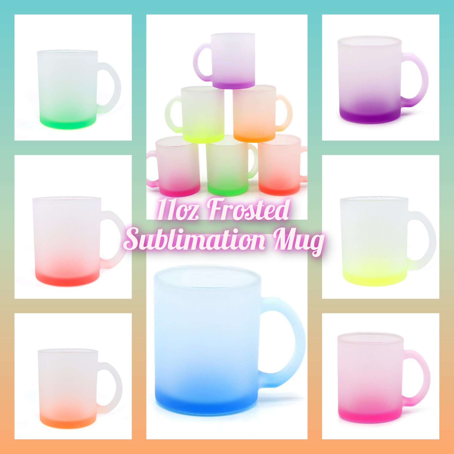 11oz Sublimation Coffee Mug (Frosted Neon Colors)