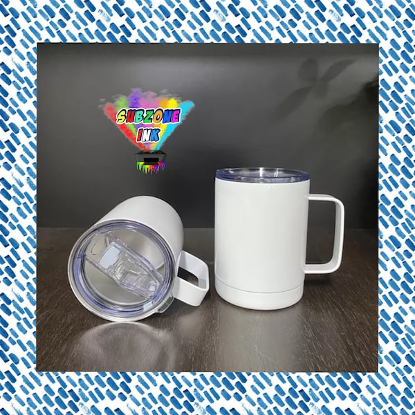 12oz Sublimation Coffee Tumbler/Camp Mug with Handle and Straw)