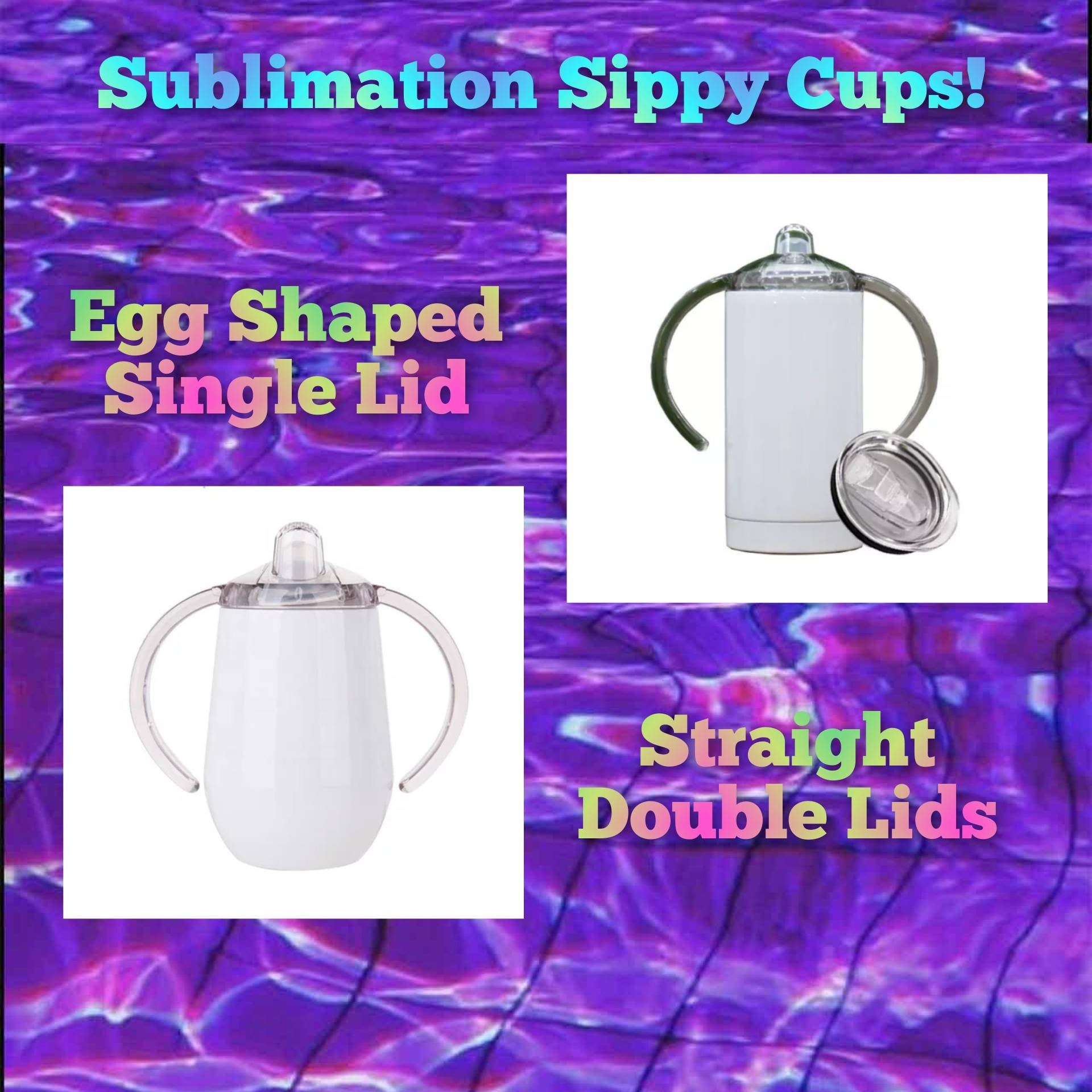 Sublimation Sippy Cup Tumbler Single Lid Round or Double Lid Straight 12oz  Insulated 