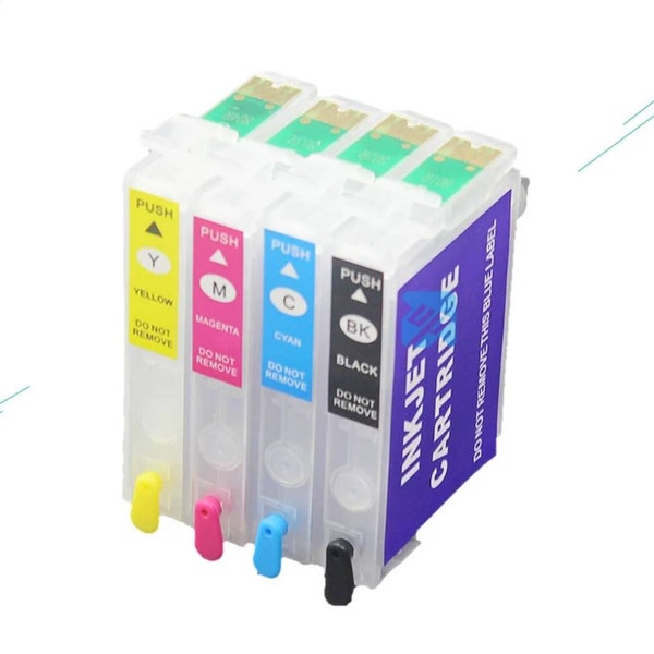 127xl Refillable Cartridges w/ Auto Reset Chip for Epson Workforce and Stylus Printers