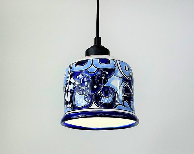 Ceramic MINI Pendant Light | Mexican Talavera Pottery | Vintage Retro Style | Colorful Hanging Pendant Light Fixture