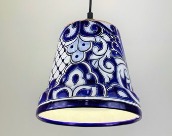 Ceramic Pendant Light | Mexican Talavera Pottery | Vintage Retro Style | Colorful Hanging Pendant Light Fixture