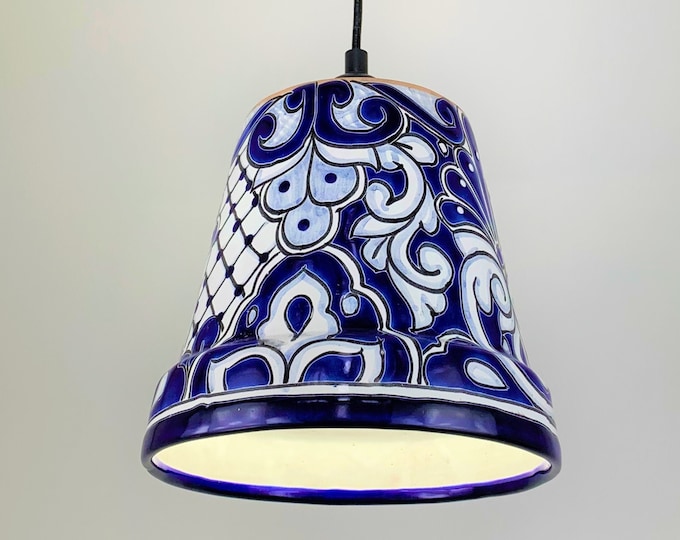 Ceramic Pendant Light | Mexican Talavera Pottery | Vintage Retro Style | Colorful Hanging Pendant Light Fixture