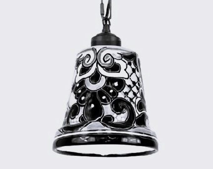 Handmade Talavera Ceramic Pendant Light: Mexican Floral Pottery