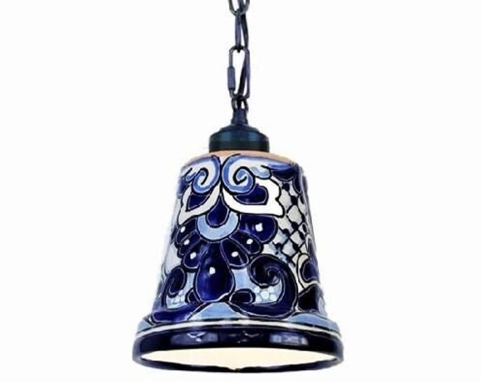 Ceramic Pendant Light | Mexican Talavera Pottery | Vintage Retro Style | Colorful Hanging Pendant Light Fixture