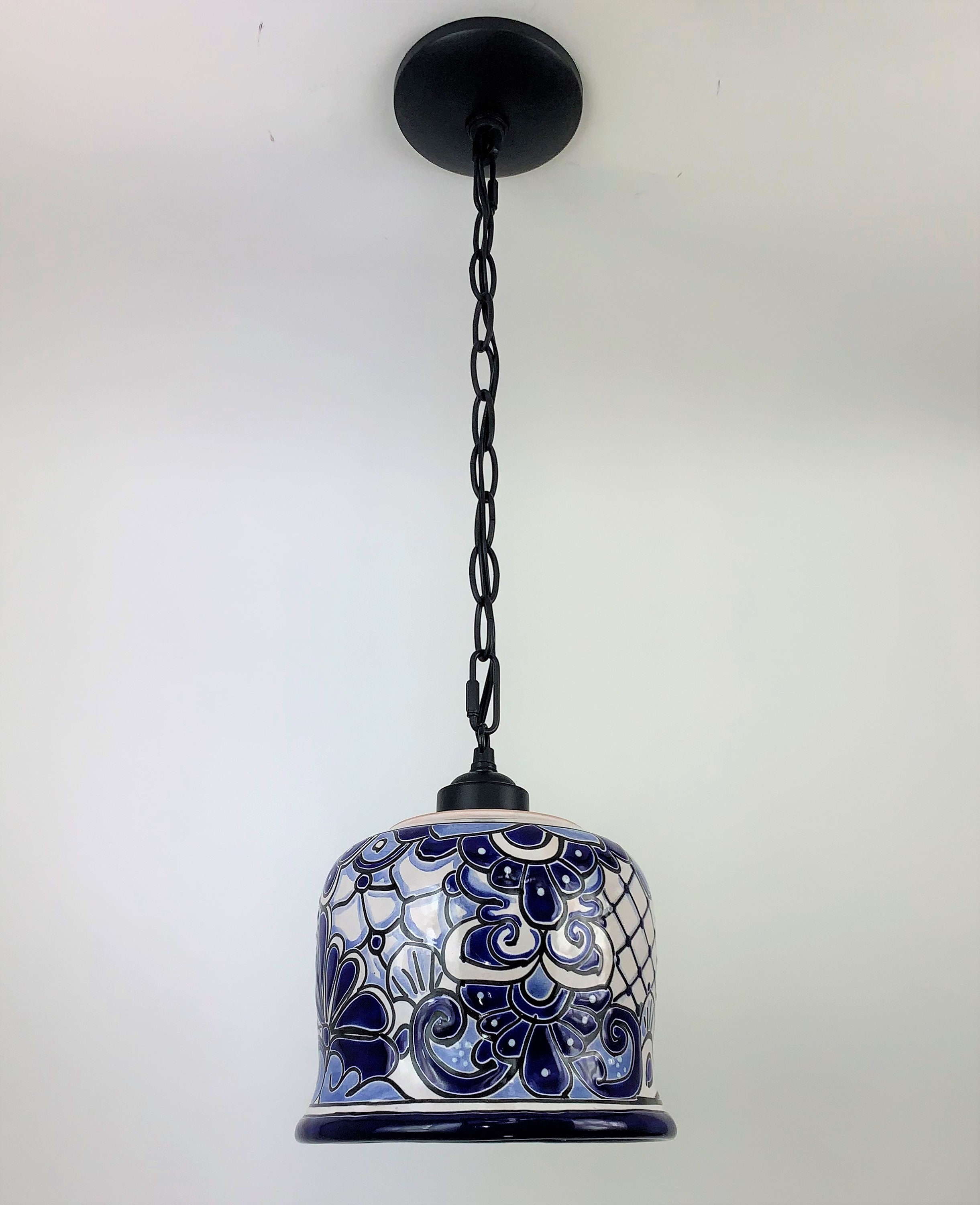 Blue ceramic sale pendant light