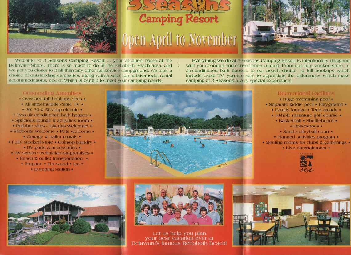 3 Seasons Camping Resort Rehoboth Beach Delaware brochure Etsy