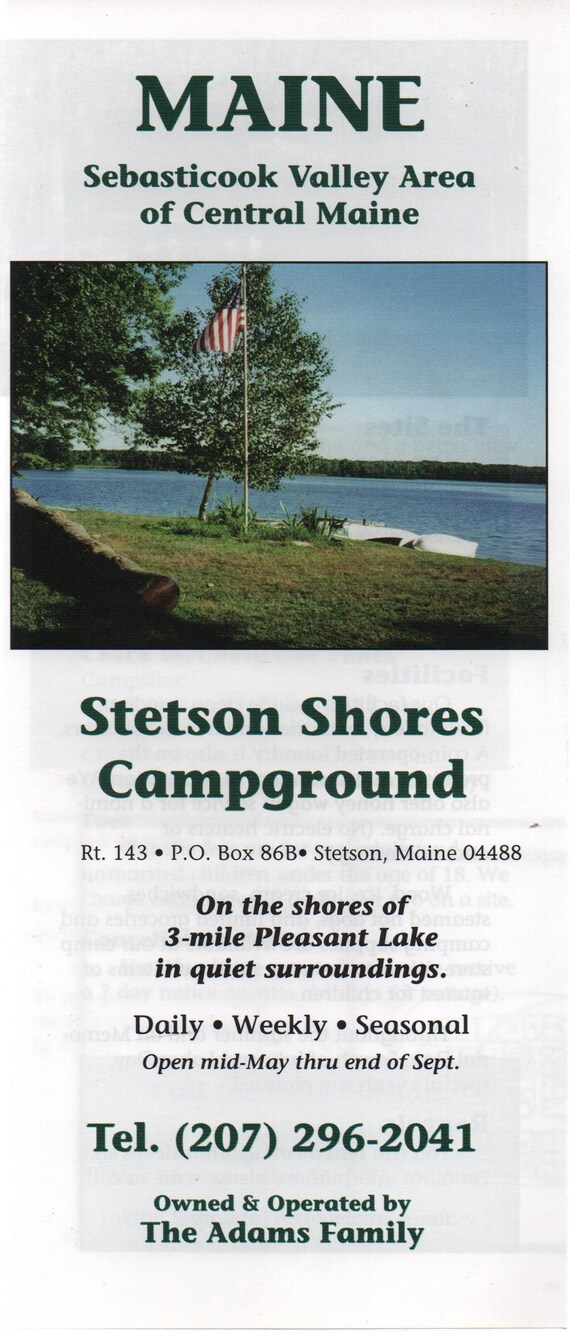 Stetson Shores Campground Stetson Maine C1990s Brochure Etsy
