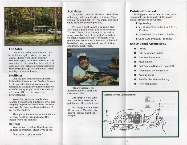 Stetson Shores Campground Stetson Maine C1990s Brochure Etsy