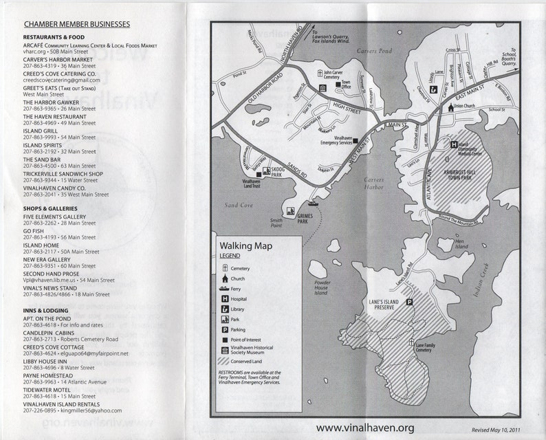 to Vinalhaven Maine Brochure Map 2011 Good Shape Etsy