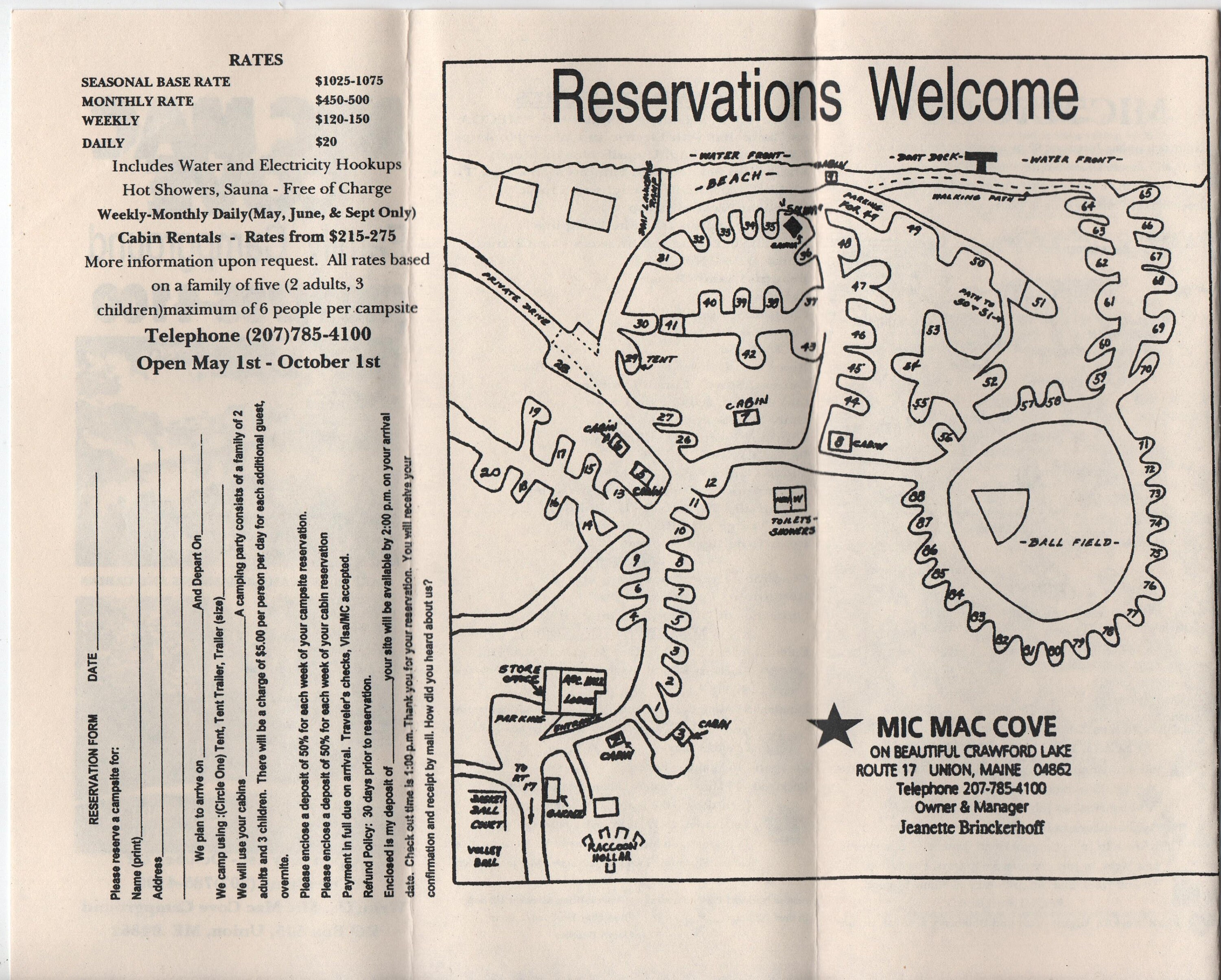 Mic Mac Cove Family Campground Union Maine 2000 folleto Etsy