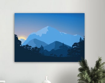 Nordic Print, Metal Wall Art, Metal Wall Decor, Photo, Scenic Picture, Mountains,