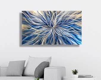 Navy Blue Wall Decor, Metal Wall Art, Abstract Wall Paintings, Wall Sculpture, Navy Blue Wall Art, Silver Wall Art, Wall Hanging