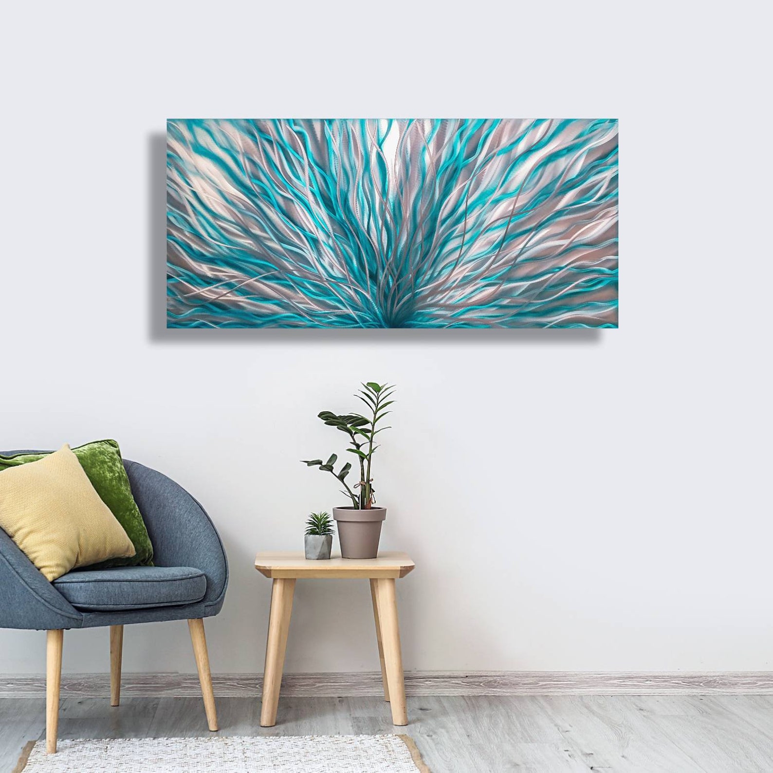 Large Metal Wall Art Modern Art Teal Metal Wall Decor Etsy UK