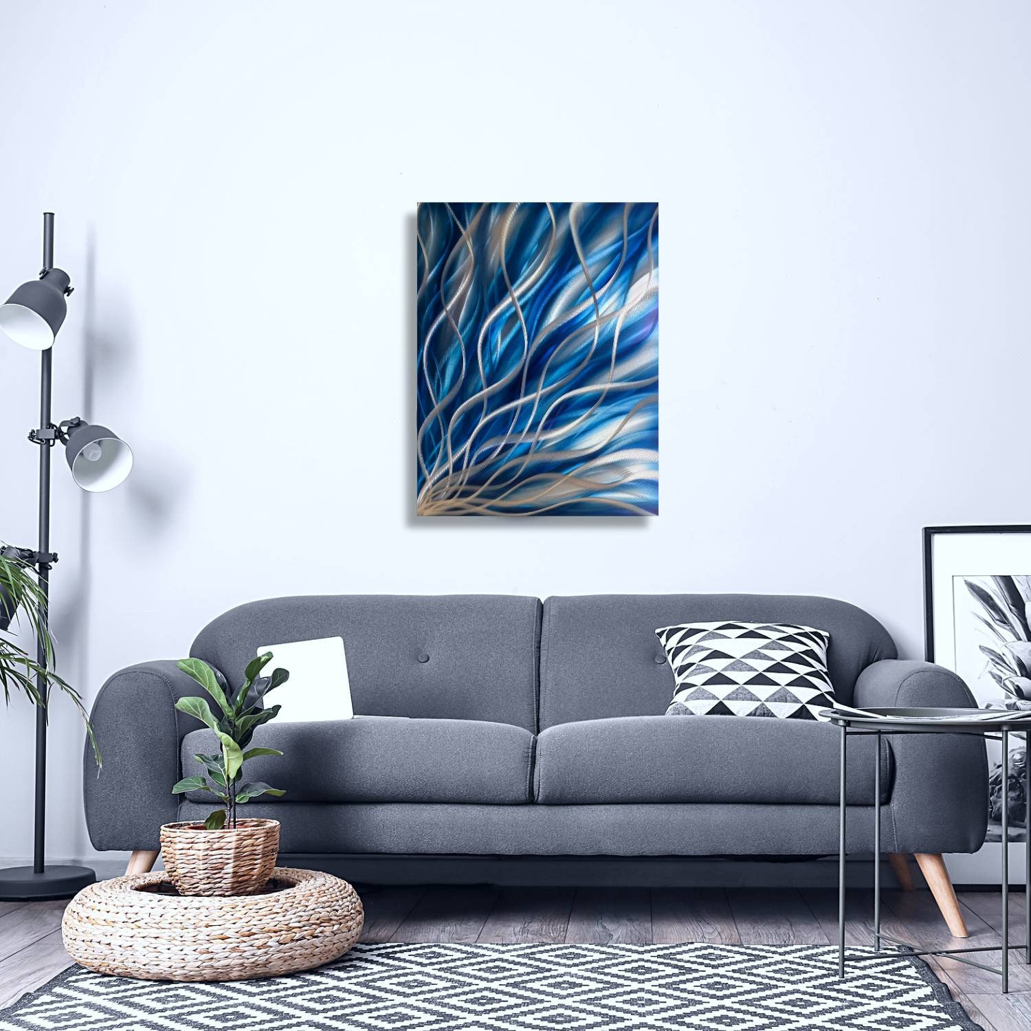 Navy Blue Wall Decor Metal Wall Art Abstract Sculpture Etsy