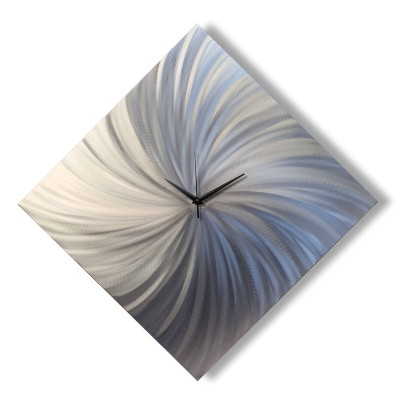 Large Wall Clock Silver Wall Art Metal Decor Minimalist Etsy UK