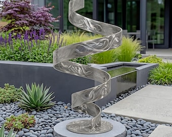 Silber Metall Kunst Skulptur: Handgefertigter Luxus Moderne Kunst Twist, Innen oder Außen