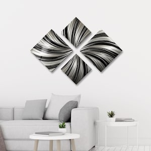 Arte mural de metal grande, escultura abstracta, arte moderno, arte multipanel, escultura de pared, decoración de metal para habitaciones, decoración abstracta, tapiz