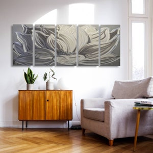 Silver Lotus, Flower Wall Decor, Metal Wall Art, Abstract Sculpture