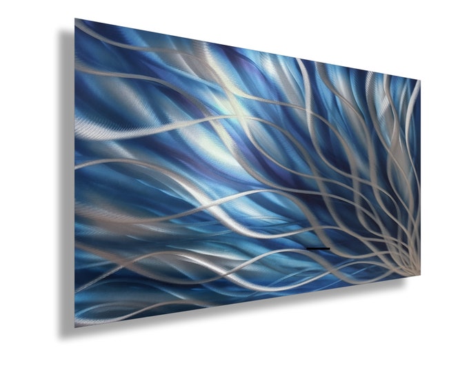 Large Metal Wall Art, Abstract Sculpture, Modern Art, Metal Painting, Blue Wall Decor, Unique Deco, Designer Wall Art, Metal Canvas, Accent