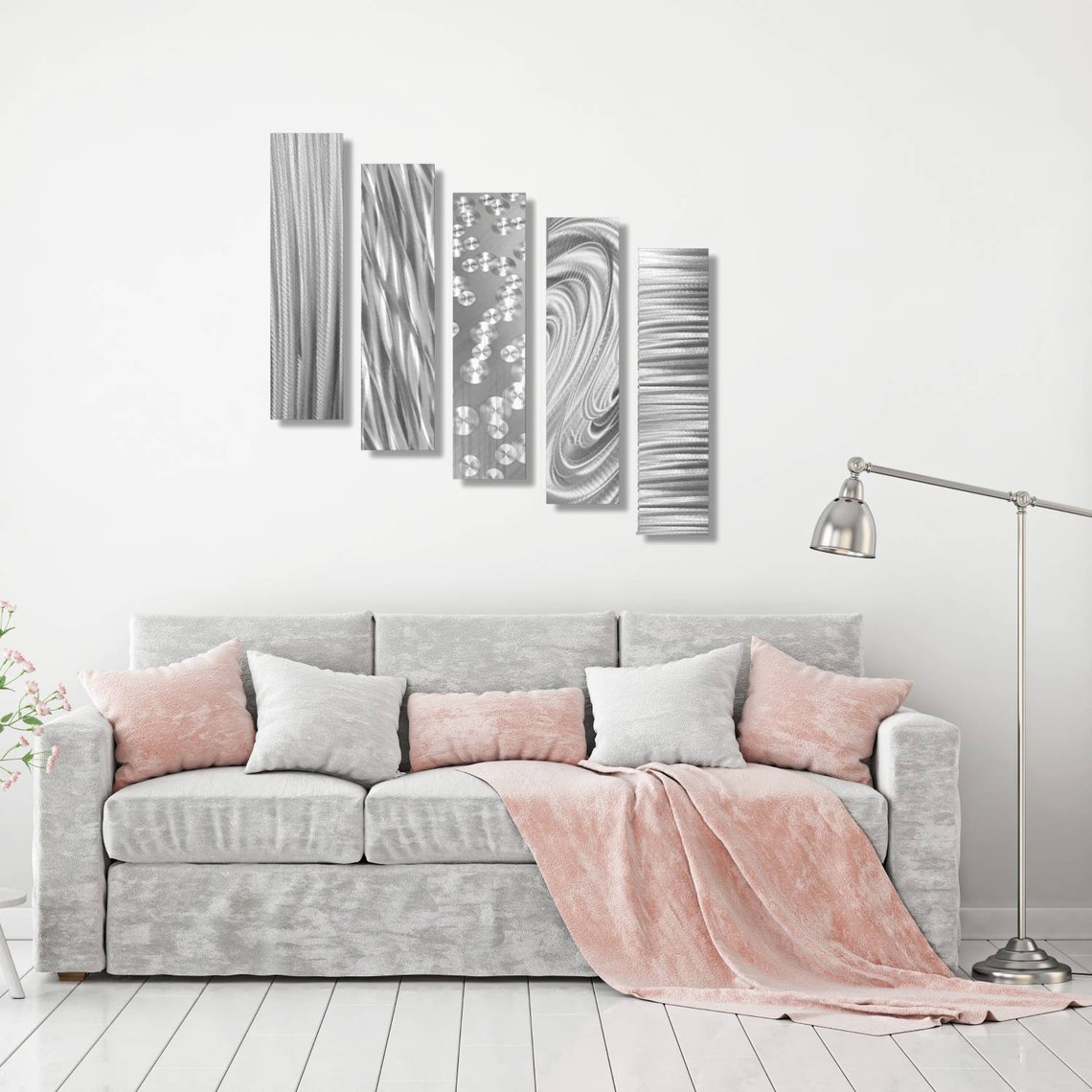 Silver Large Wall Decor Modern Wall Art Abstract Decor Etsy