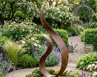 Scultura rustica: lussuosa decorazione da giardino in metallo, arte astratta moderna per esterni