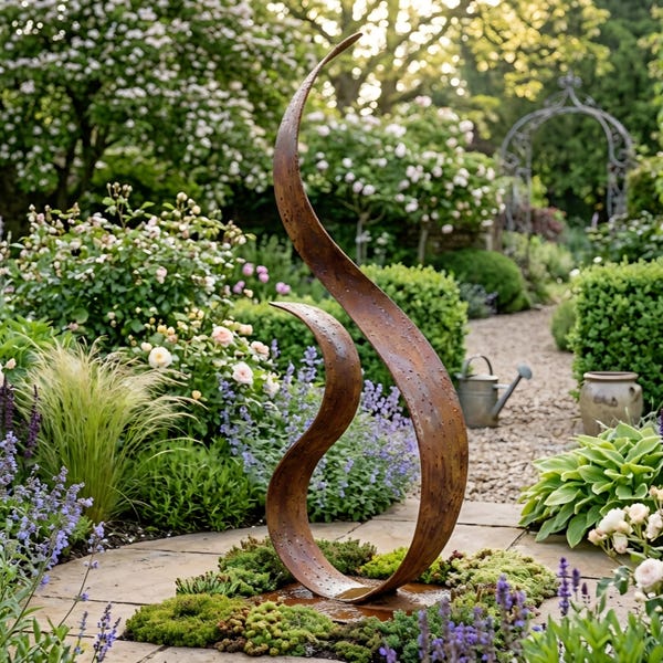 Rustic Sculpture: Luxury Metal Garden Decor Abstract Modern Art for Outdoors