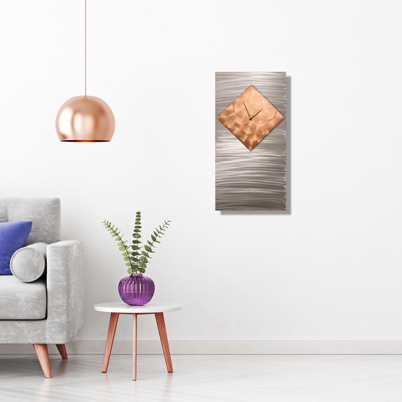 Metal Wall Clock Modern Clock Wall Art Sculpture Copper Etsy UK