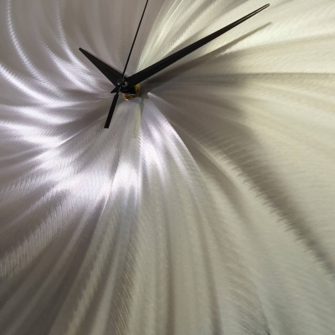 Large Wall Clock Silver Wall Art Metal Decor Minimalist Etsy