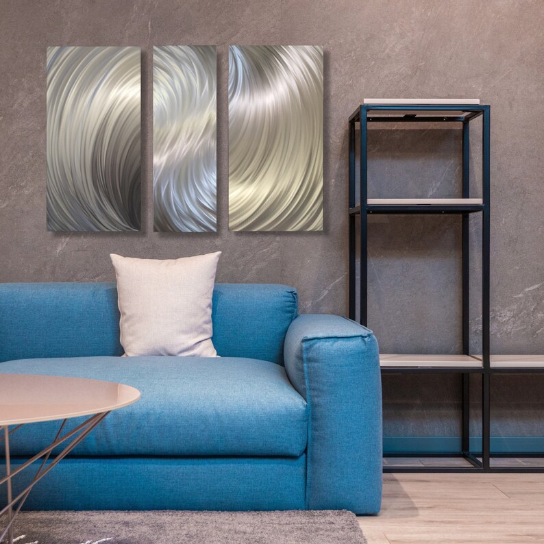 Metal Wall Sculpture Silver Art Modern Wall Decor Large Etsy UK