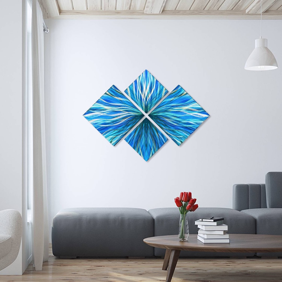 Metal Artwork, Blue Metal Wall Art, Modern Art, Wall Panels, Wall ...
