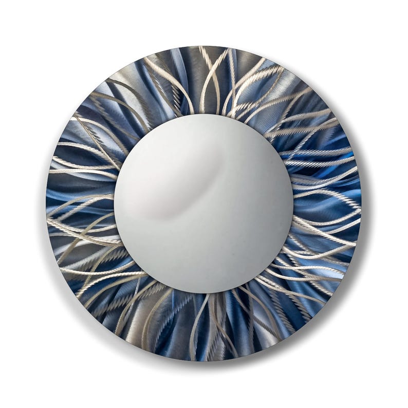 Navy Blue Decorative Wall Mirror, Metal Art, Navy Blue Decor, Abstract