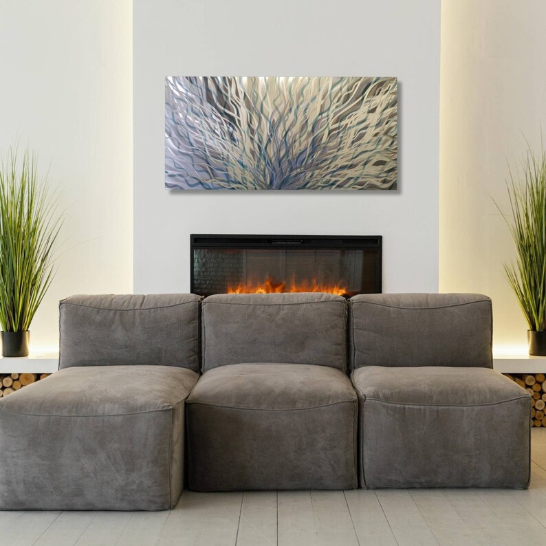 Large Metal Wall Art Modern Art Teal Metal Wall Decor Etsy UK