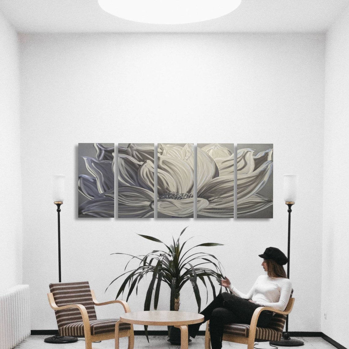 Silver Lotus Flower Wall Decor Metal Wall Art Abstract - Etsy