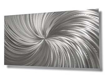 Silver Metal Wall Art, Metallic Wall Art, Modern Art, Silver Wall Decor, Large Metal Wall Art, Silver Wall Sculpture, Spiral Art, Unique Art