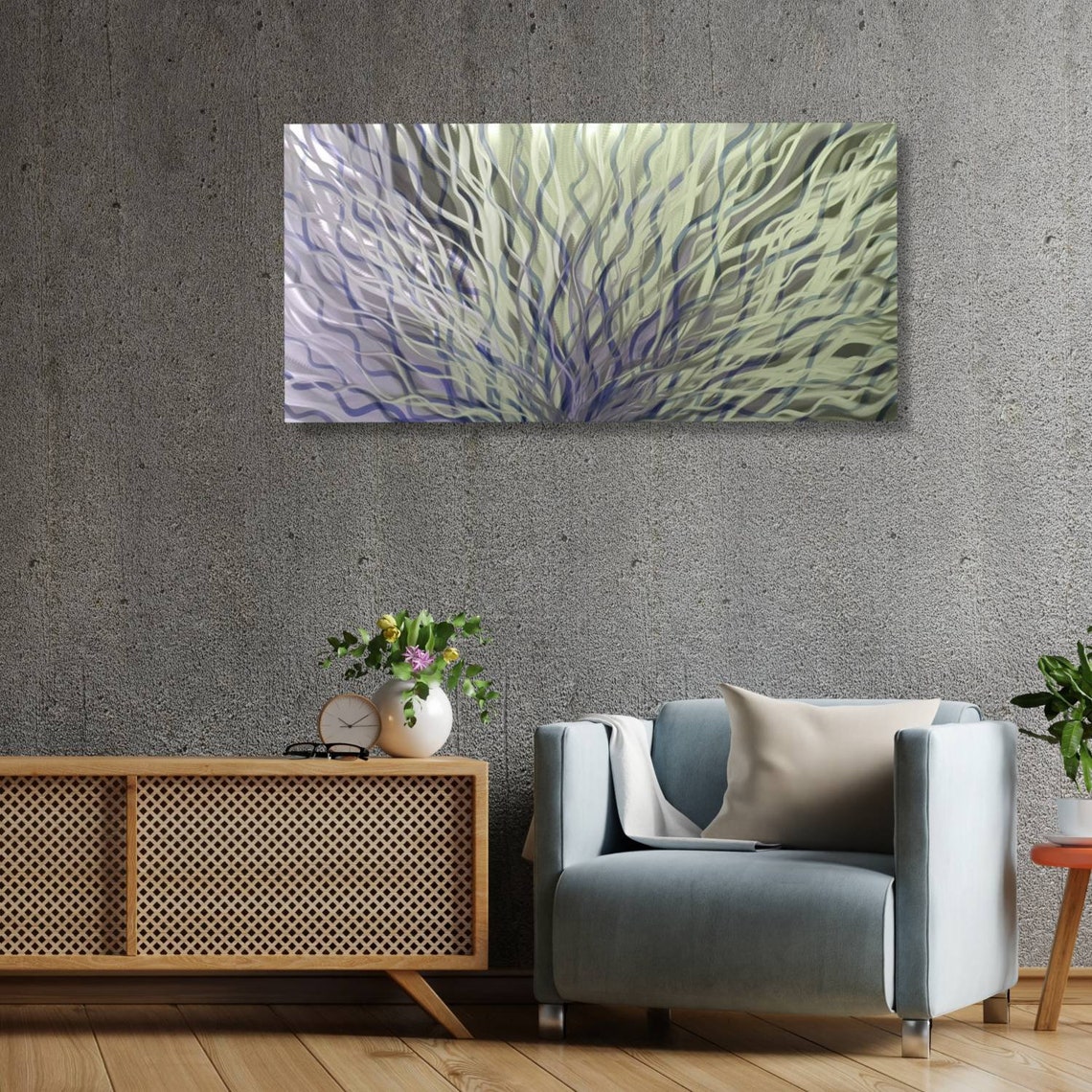 Modern Wall Art Metal Wall Decor Navy Blue Wall Art 3D Wall Etsy