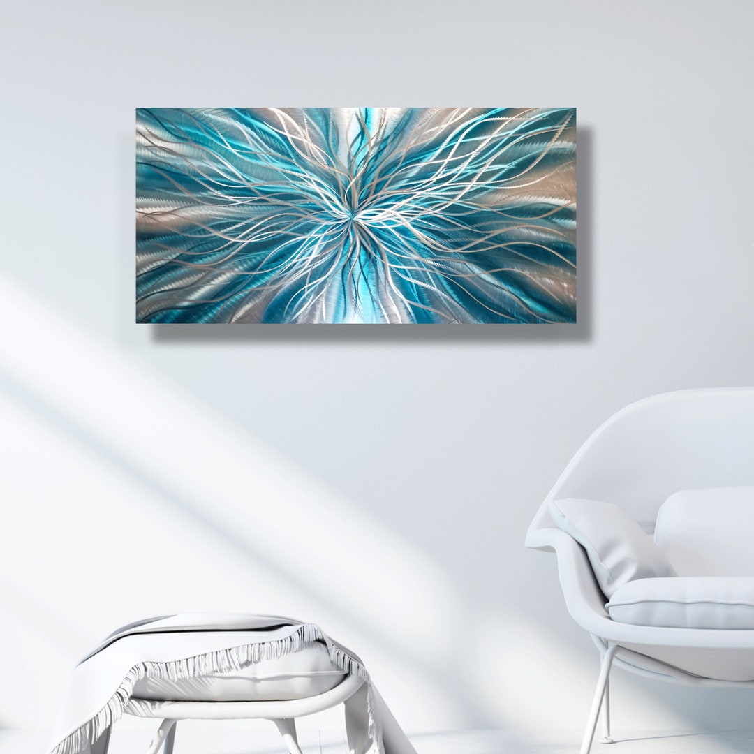 Teal Metal Wall Art, Metal Artwork, Modern Art, Teal Decor, Teal Accent