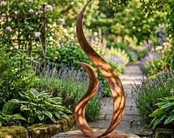 Garden Metal Sculpture: Rustic Luxury Abstract Modern Art Outdoor Decor