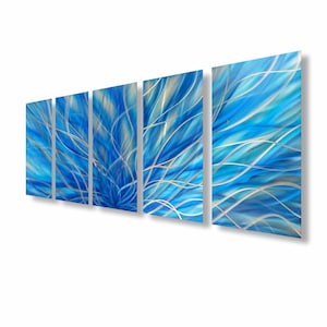 Abstract Metal Wall Art Sculpture: Modern Aluminum 5-Piece Decor, Handmade in UK